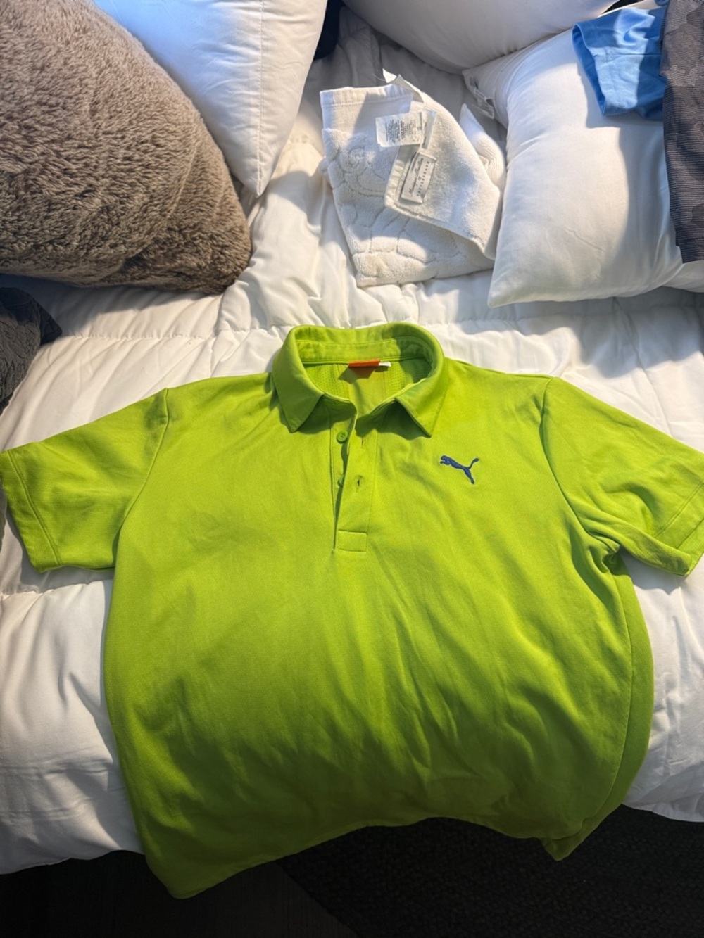 Puma Neon Lime Polo Shirt with Navy Logo